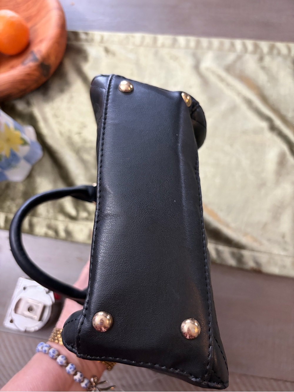 Victoria's Secret Black Quilted Satchel with Gold Hardware - Picture 6 of 11
